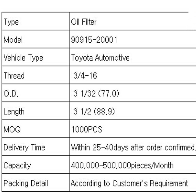 oliefilter (Toyota auto)